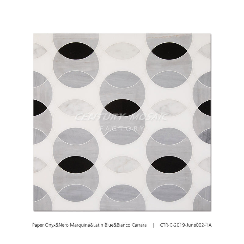 Flowers in the Rain Waterjet Marble White Circle Mosaic Wholesale