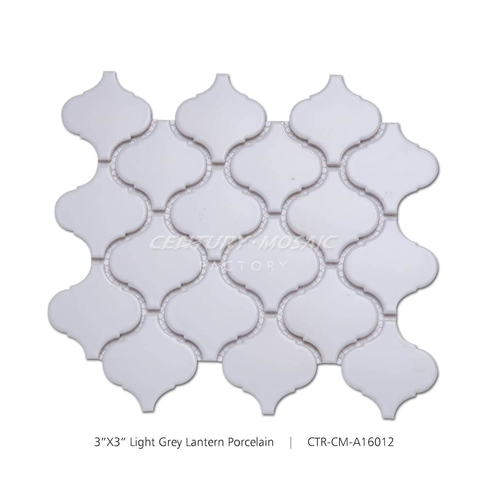Ceramic Light Gray 3”x3” Arabesque Mosaic Matte Wholesale