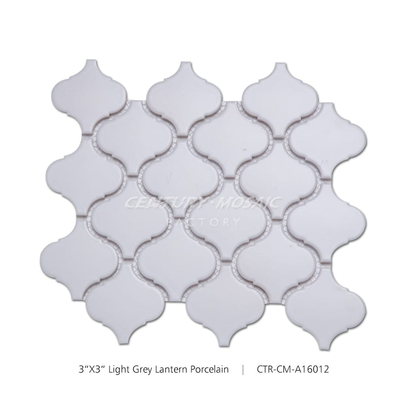 Ceramic Light Gray 3”x3” Arabesque Mosaic Matte Wholesale