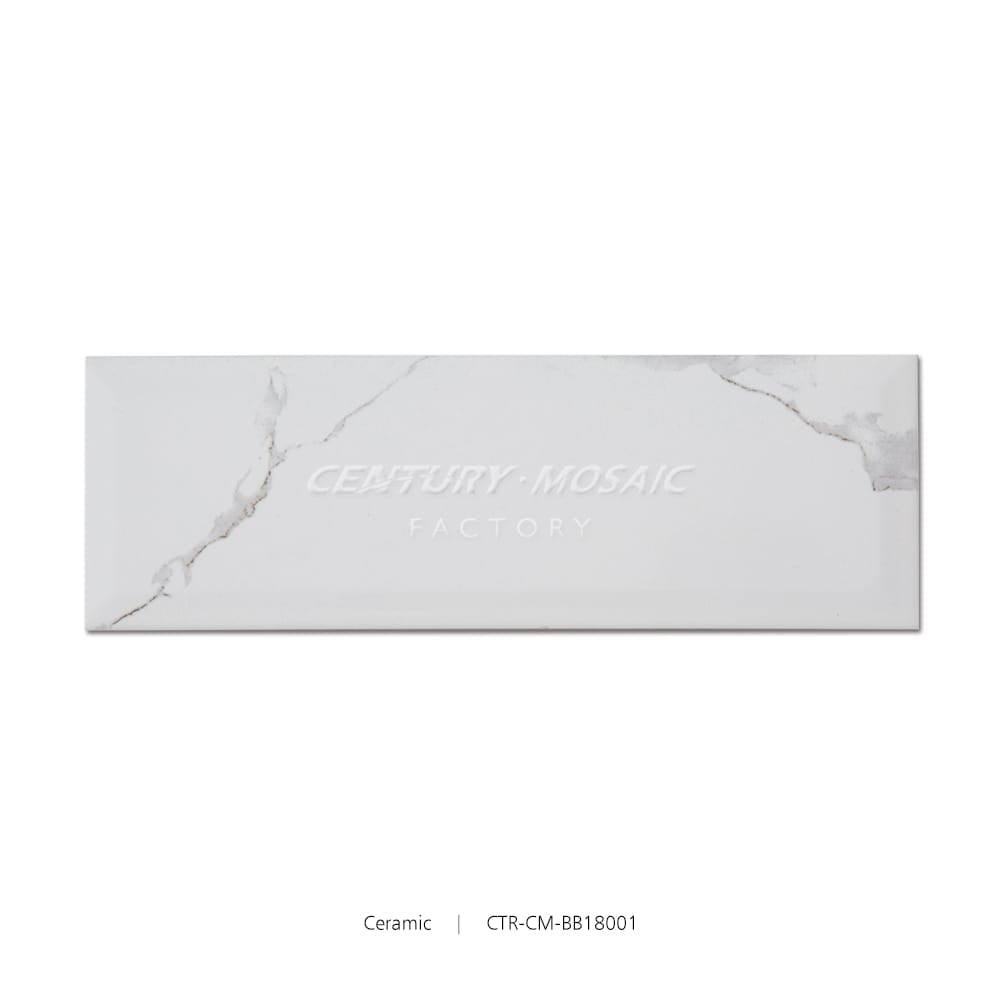 Ceramic White Beveled Polished Tile Wholesale