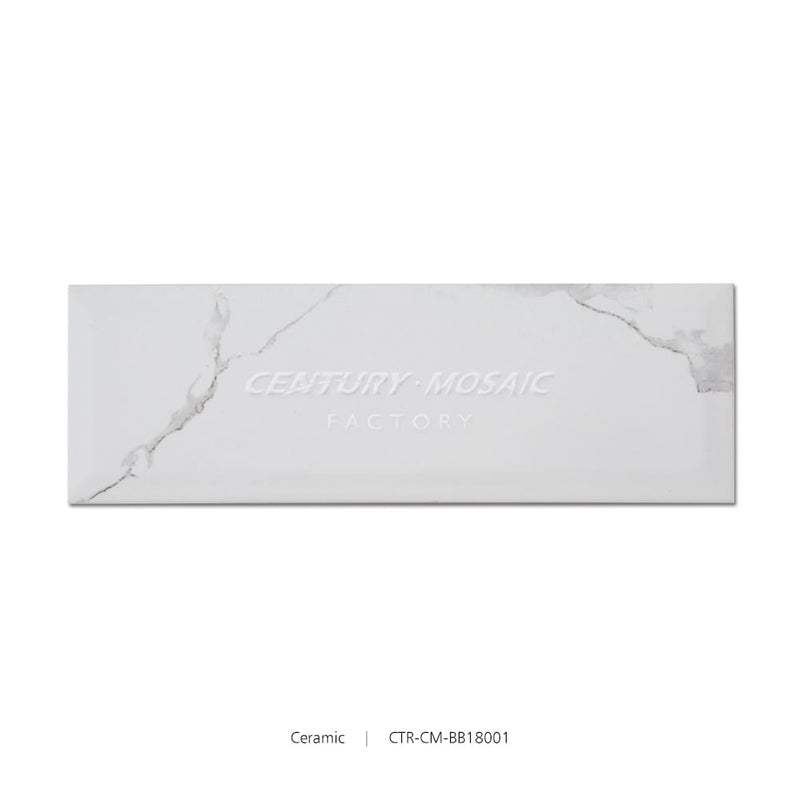 Ceramic White Beveled Polished Tile Wholesale