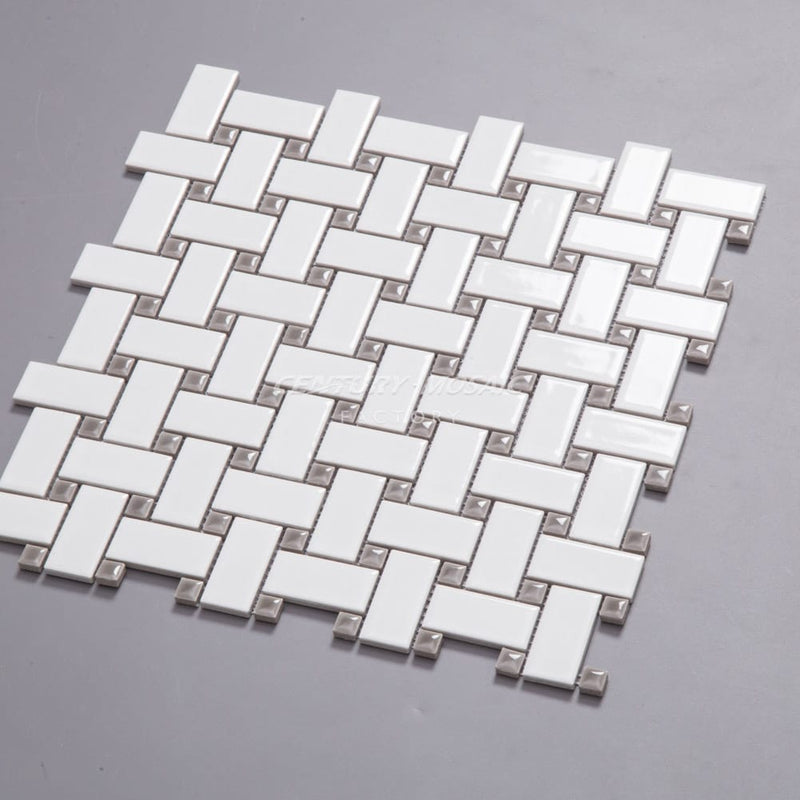 Ceramic 1”x 2” Basketweave Mosaic Glossy Wholesale
