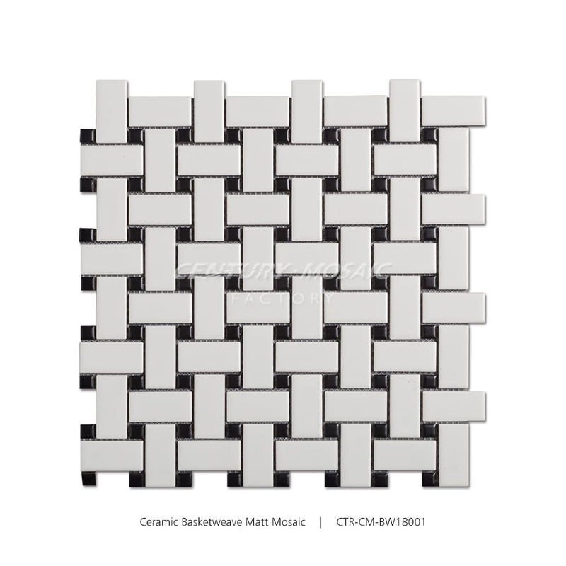 Ceramic White Basketweave Matt Mosaic Wholesale