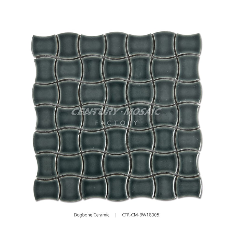 Dogbone Black Ceramic Mosaic Matte Wholesale