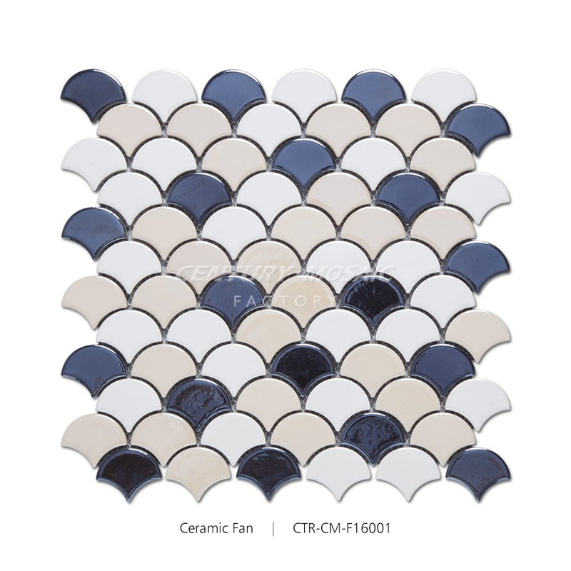 Ceramic Mix Color Fan Polished Mosaic Tile Wholesale