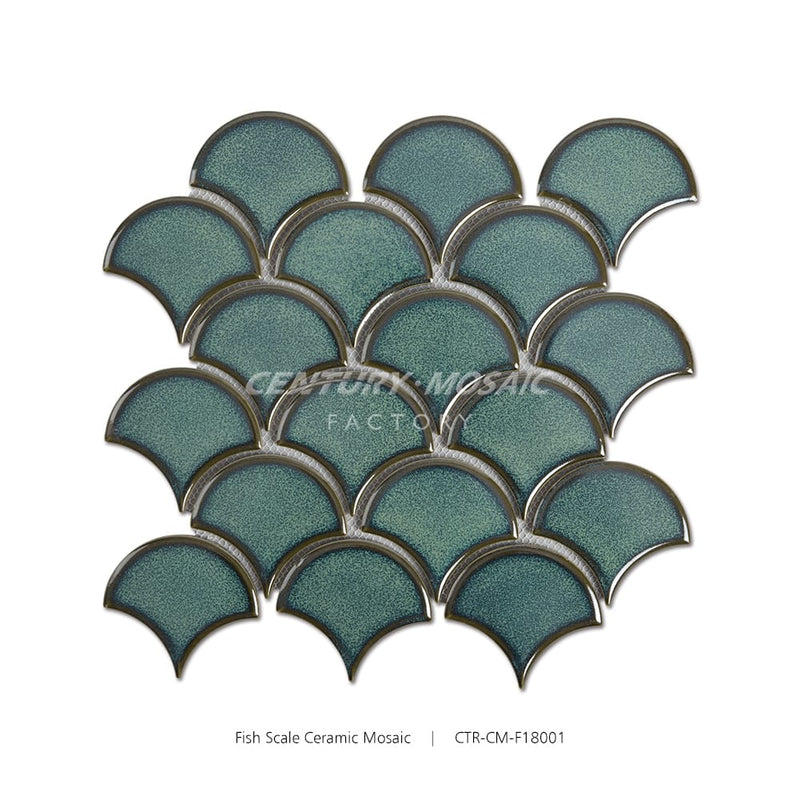 Fish Scale Green Ceramic Mosaic Matte Wholesale