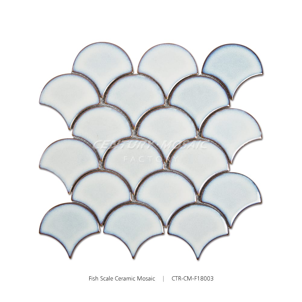 Fish Scale Blue Ceramic Mosaic Matte Wholesale