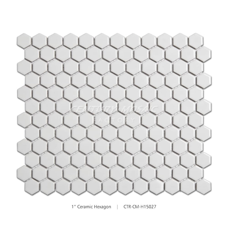 White Ceramic 23mm Honed Hexagon Mosaic Glazed Wholesale