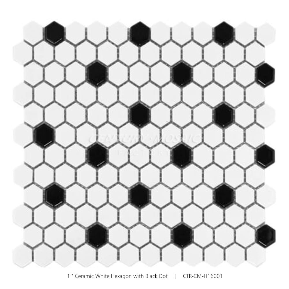 Ceramic 1‘’ White Hexagon Mosaic White Glossy Wholesale