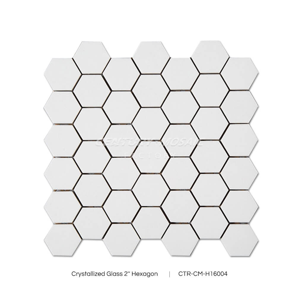 White Hexagon Crystallized Glass Mosaic Collection