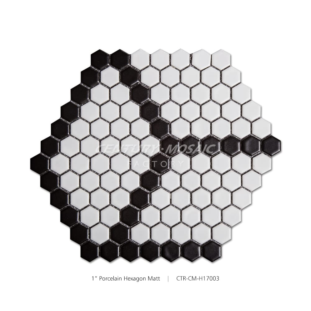 Ceramic Hexagon Mosaic Black and White Matte Wholesale