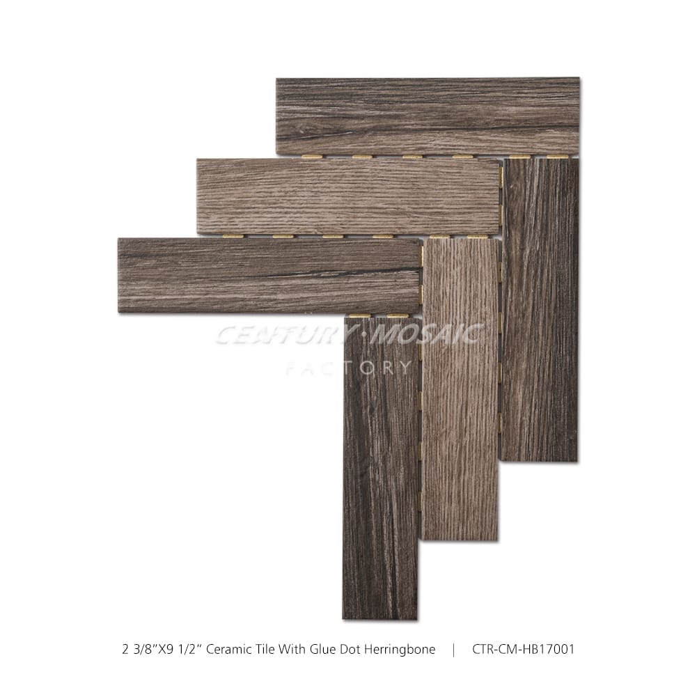 Ceramic  Wood Brown Herringbone 2 3/8″x 9 1/2″  Mosaic Tile Wholesale