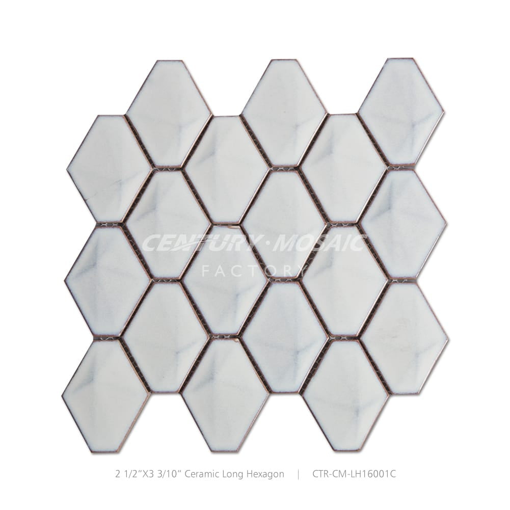 Ceramic White Long Hexagon Mosaic Matte Wholesale