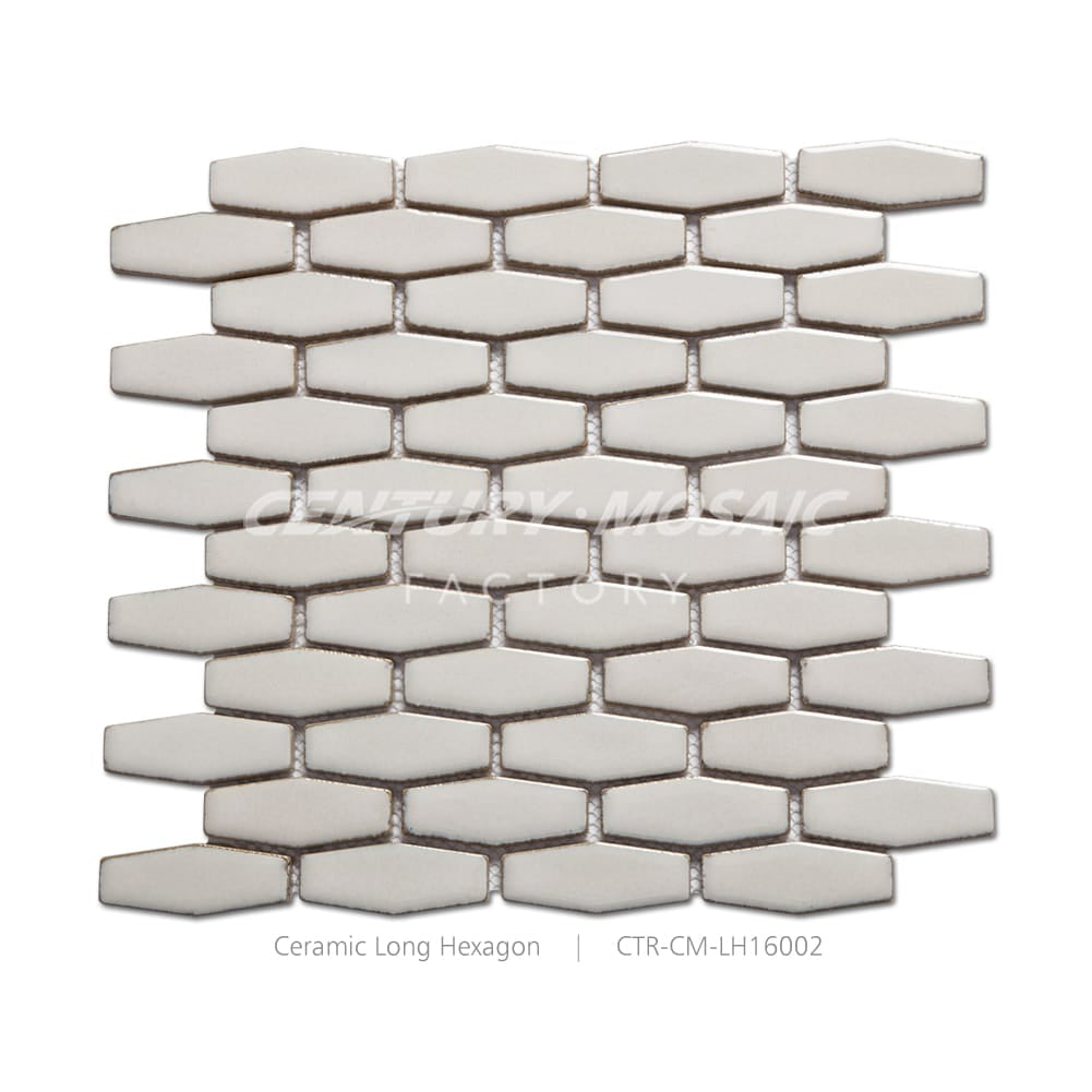 Ceramic White Small Long Hexagon Mosaic Glossy Wholesale