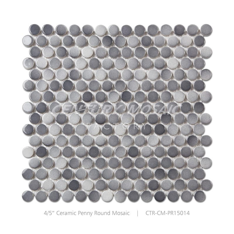 Ceramic 4/5″ Penny Round Mosaic Black Glossy Wholesale