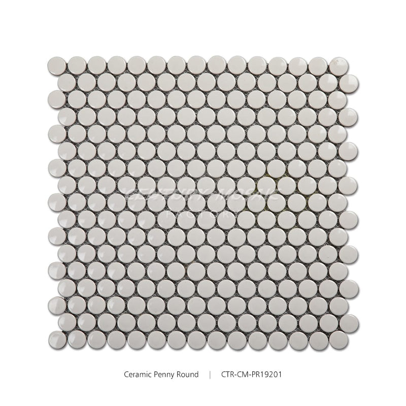 Ceramic White Penny Round Mosaic Glossy Wholesale