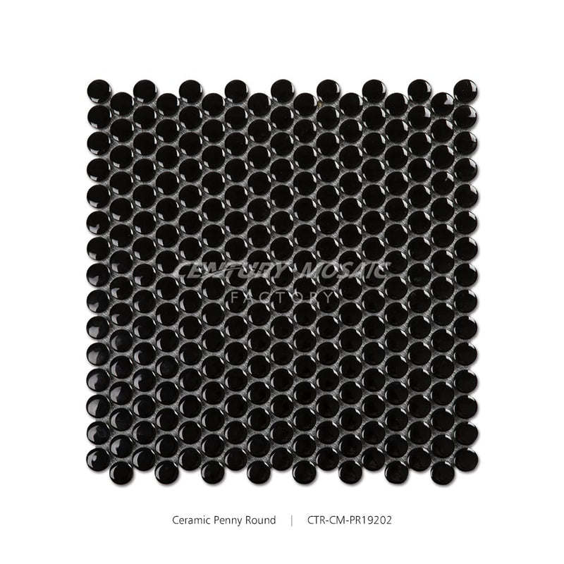 Ceramic Black Penny Round Mosaic Glossy Wholesale