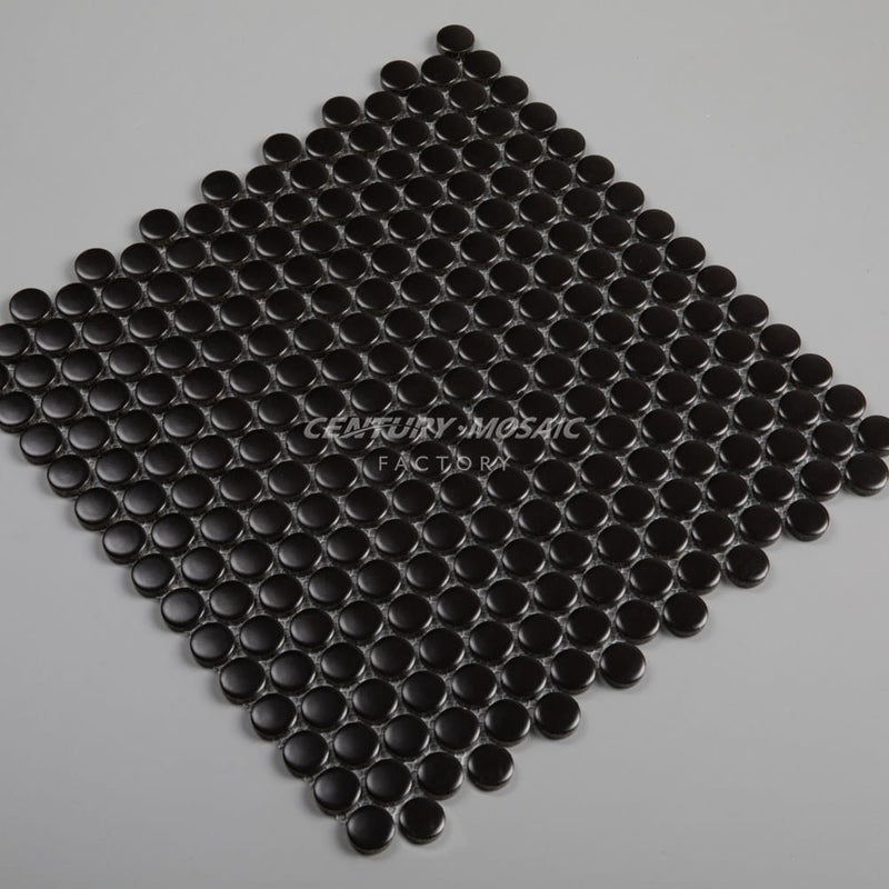 Ceramic Black Penny Round Mosaic Mosaic Glossy Wholesale