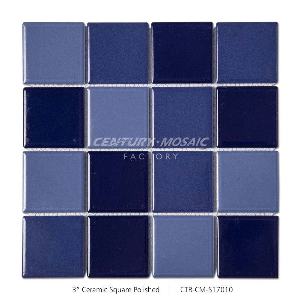 3‘’ Mix Color Ceramic Square Shape Mosaic Blue Glossy Wholesale