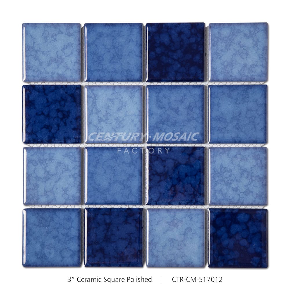 3‘’ Mix Color Ceramic Square Shape Mosaic Blue Glossy Wholesale