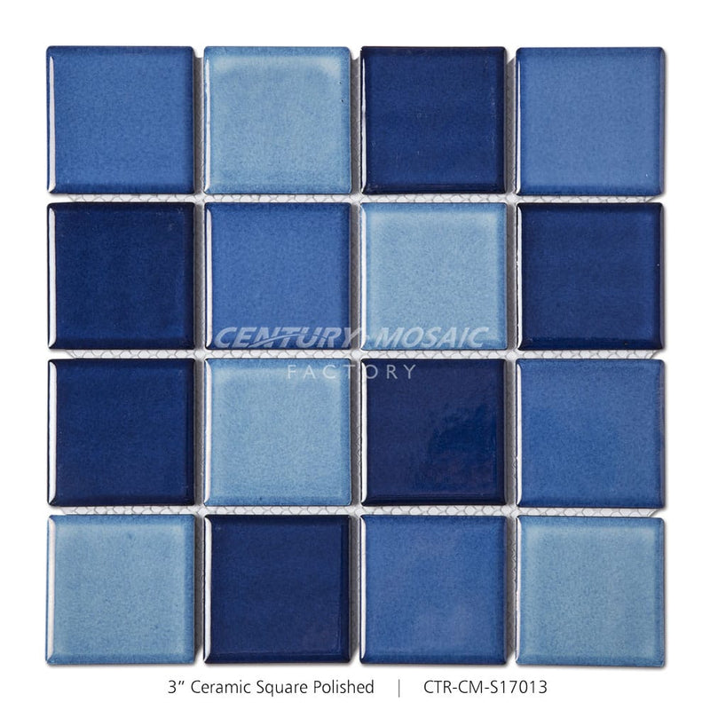 Ceramic Blue 3” Square Mosaic Gloosy Wholesale