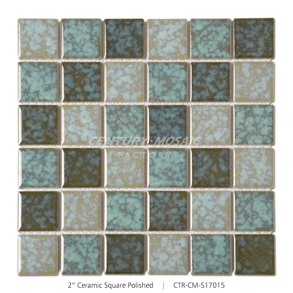 Ceramic Green 2” Square Mosaic Matte Wholesale