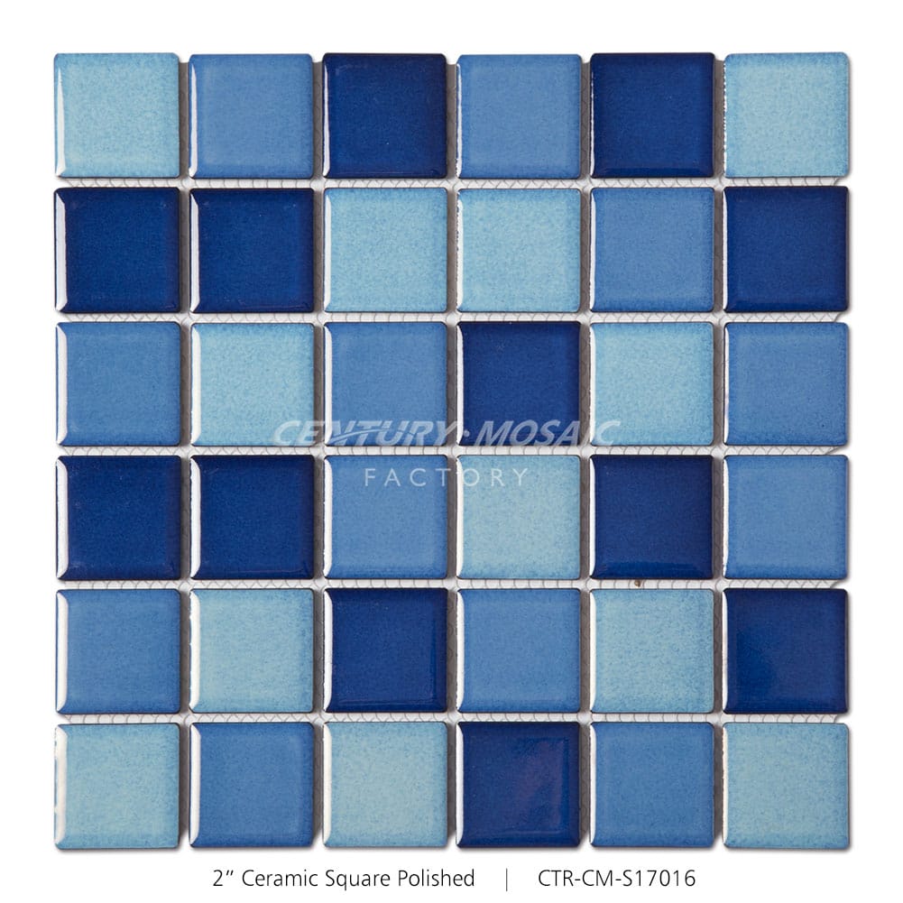 Ceramic Blue 2” Square Mosaic Glossy Wholesale