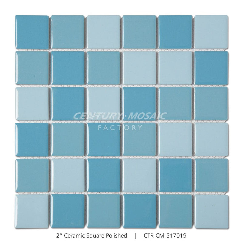 Ceramic Peacock Blue 2” Square Mosaic Matte Wholesale