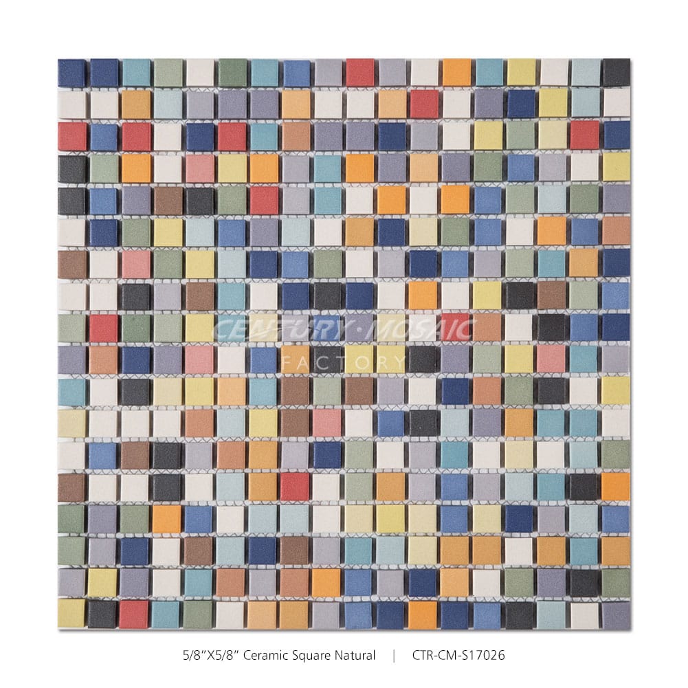 Ceramic Mix Color 5/8” Square Mosaic Matte Wholesale