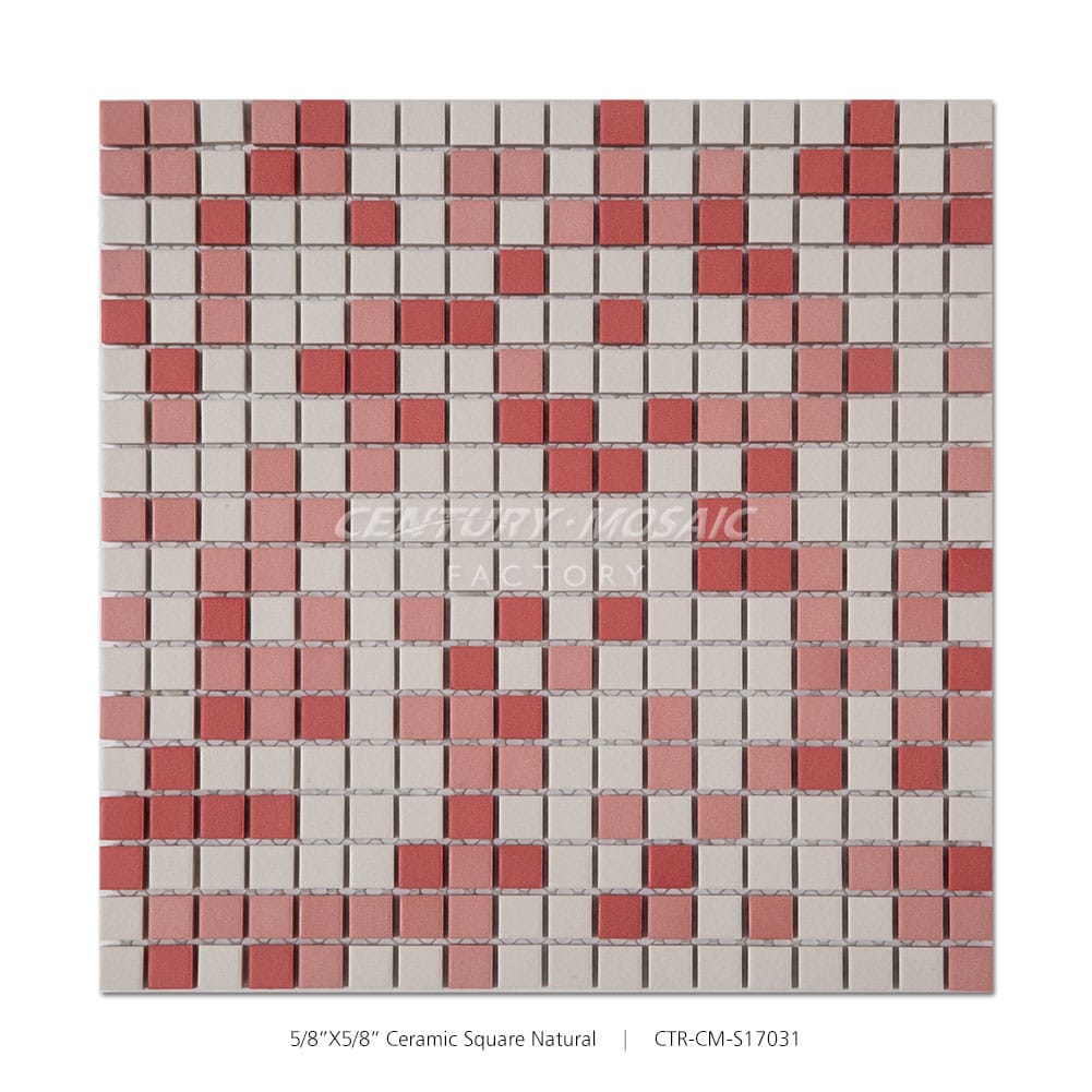 Ceramic Red 5/8” Square Mosaic Matte Wholesale