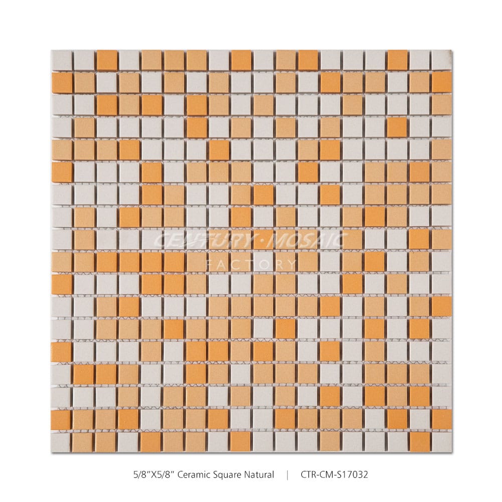 Ceramic Orange 5/8” Square Mosaic Matte Wholesale