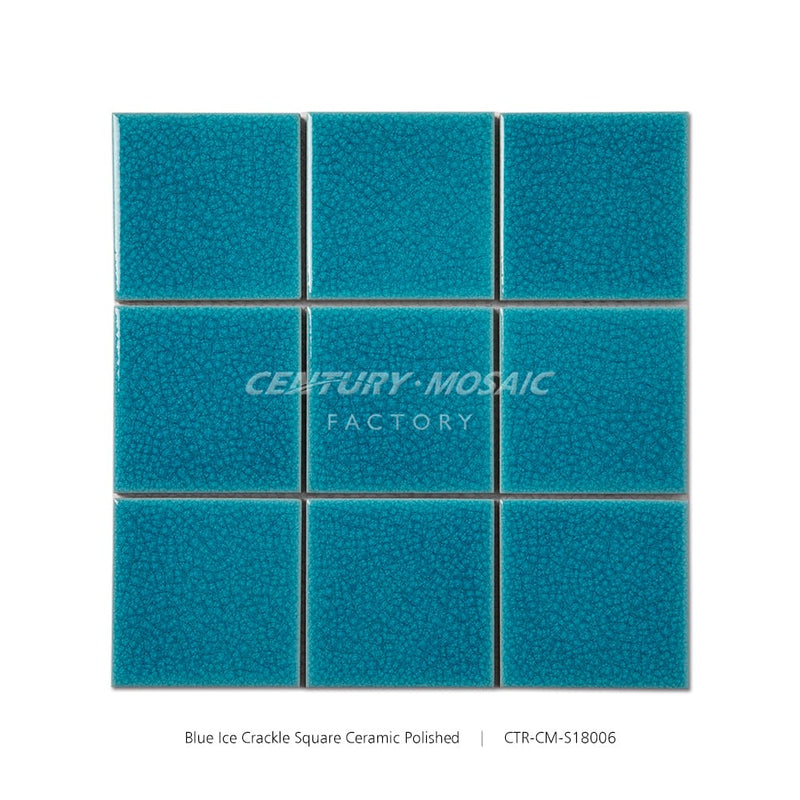Green Ice Crackle Square Ceramic Mosaic Red Glossy Wholesale