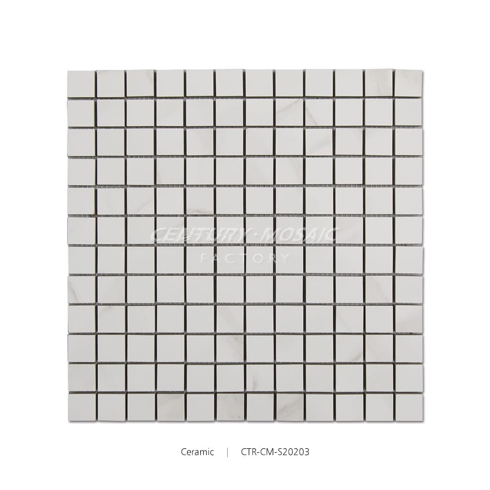 1‘’ Carrara Look Ceramic Square Mosaic White Matte Wholesale