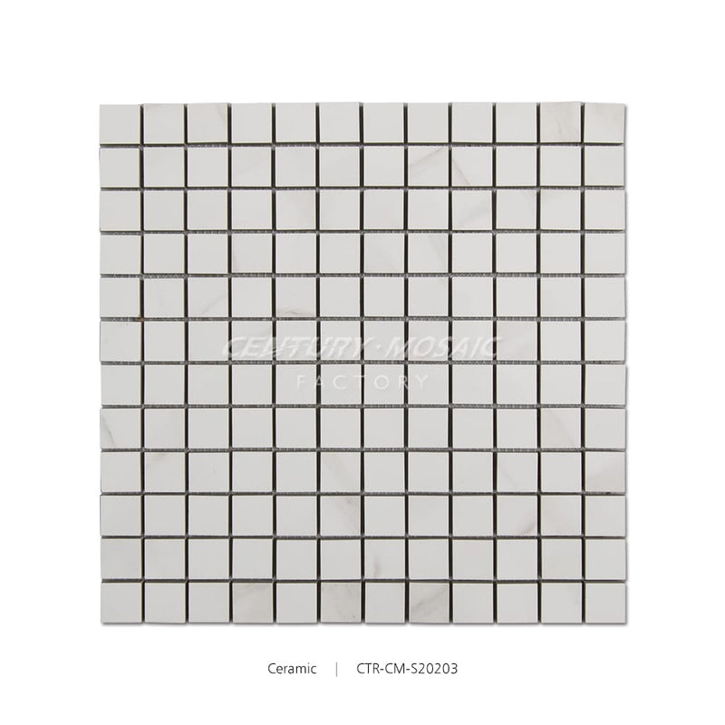 1‘’ Carrara Look Ceramic Square Mosaic White Matte Wholesale