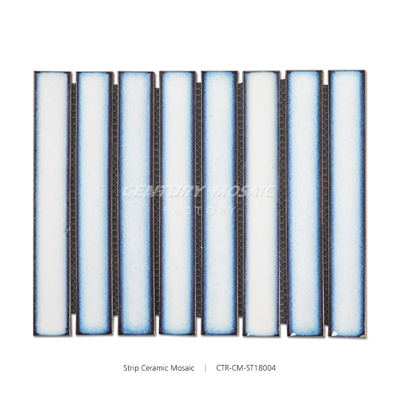 White and Blue Strip Ceramic Mosaic Matte Wholesale