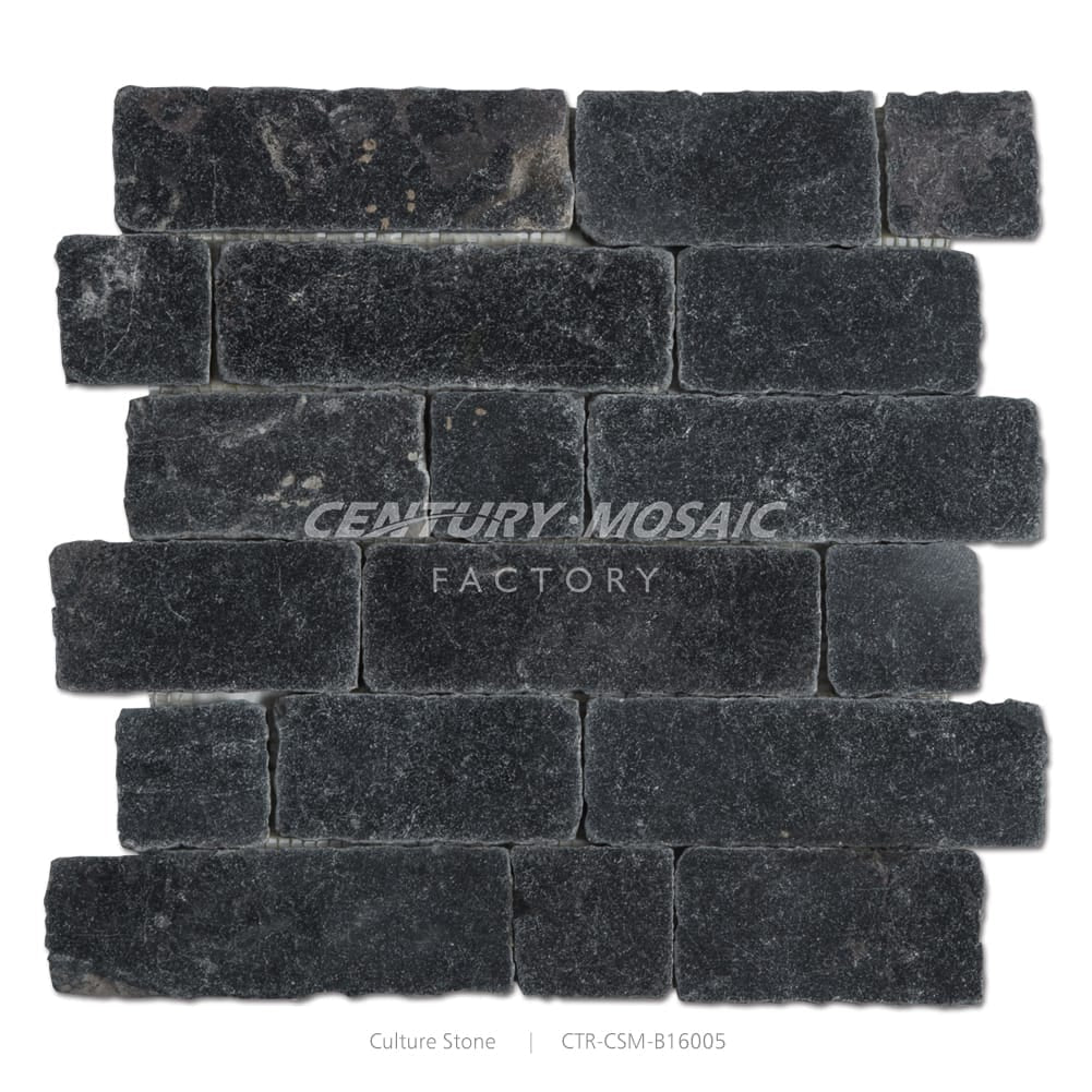 Natural Pure Black Big Chip Brick Culture Stone Tile Wholesale