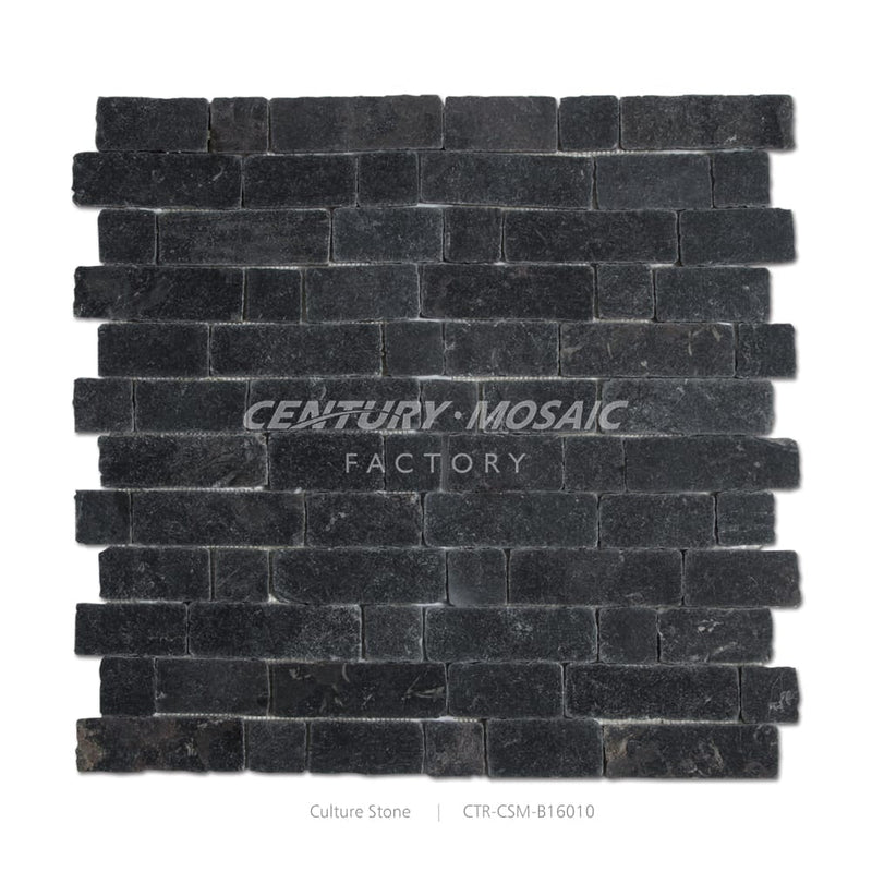 Pure Black Stacked Natural Stone Culture Stone Tile Wholesale