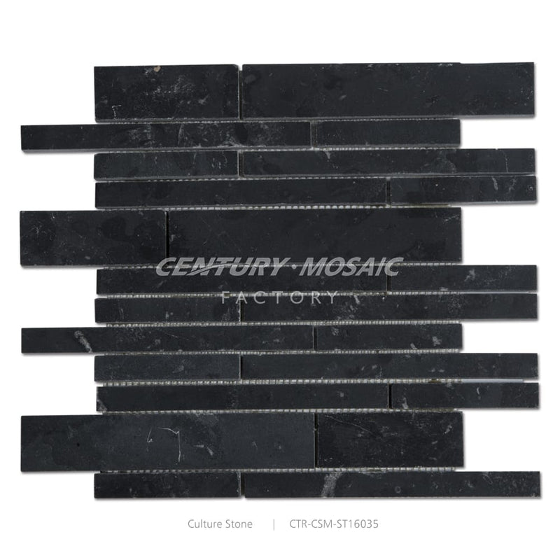 Nero Marquina Strip Black Marble Polished Mosaic Tile Wholesale