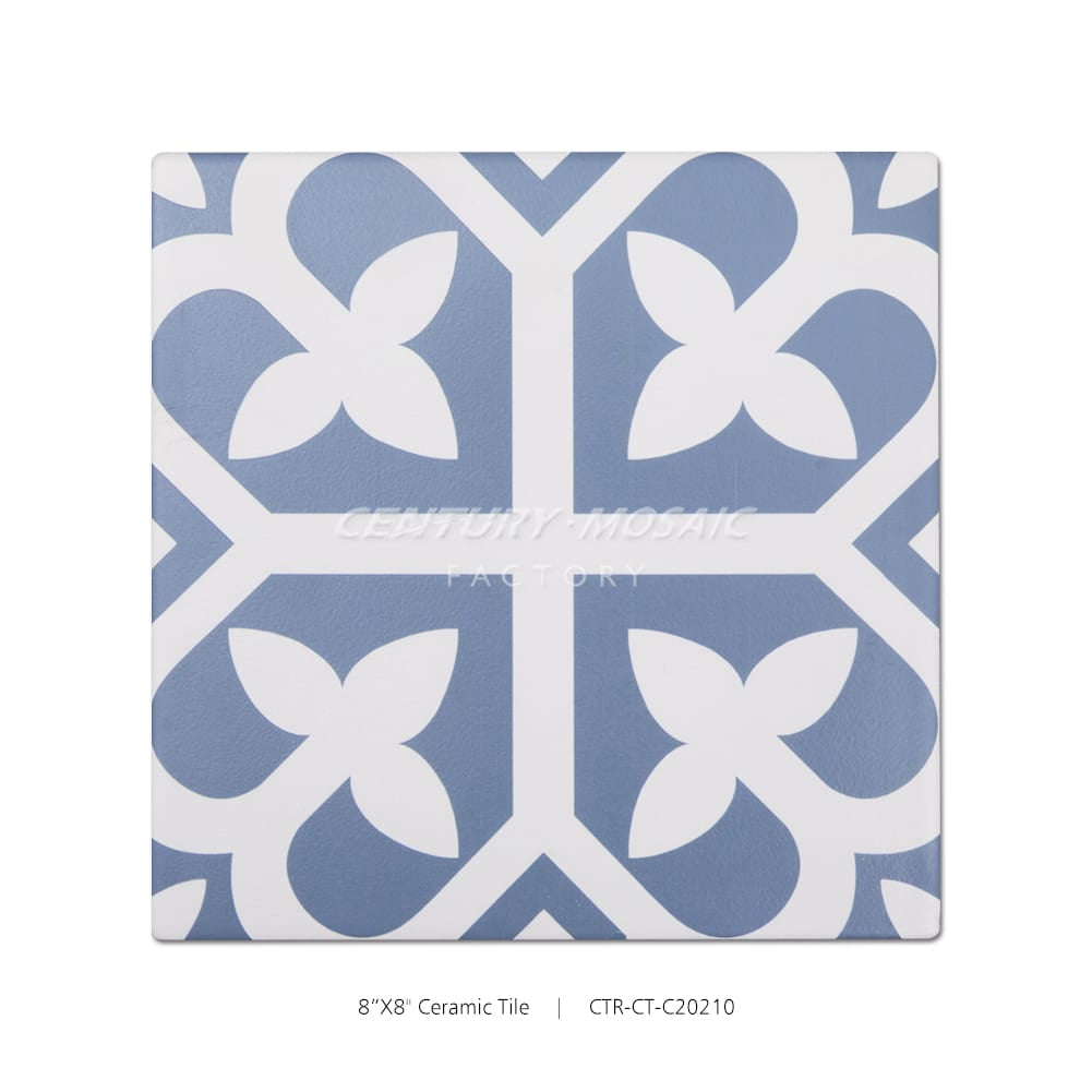 Ceramic Blue 8”x 8” Pattern Tile Wholesale