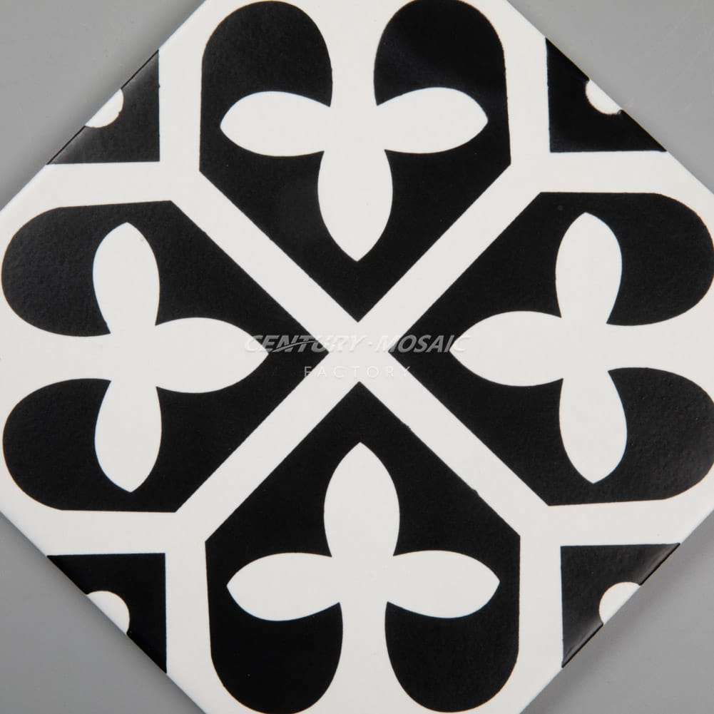 Ceramic Black 8”x 8” Pattern Tile Wholesale – Centurymosaic