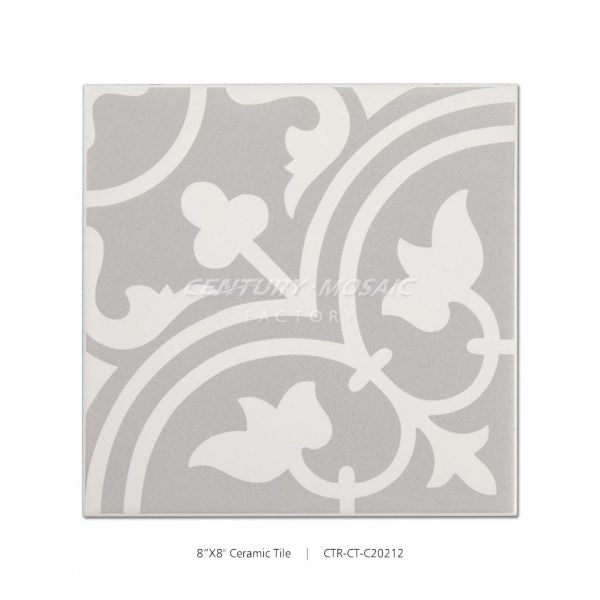 Ceramic Gray  8”x 8” Pattern Tile Wholesale