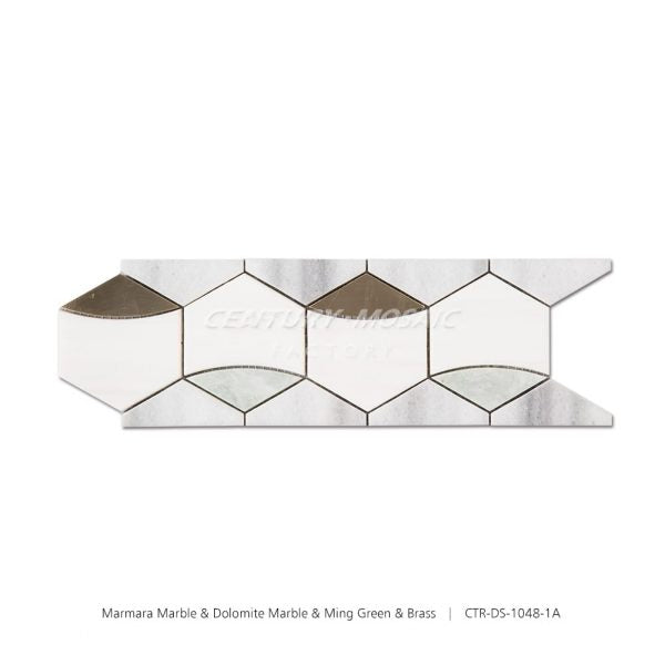 Marmara & Dolomite & Ming Green & Brass Marble Polished Border Tile Wholesale