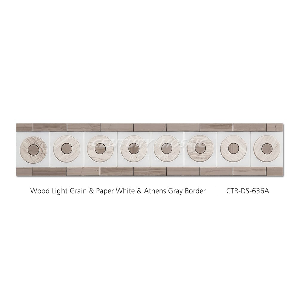Wood Light Grain & Paper White & Athens Grey Polished Border Wholesale