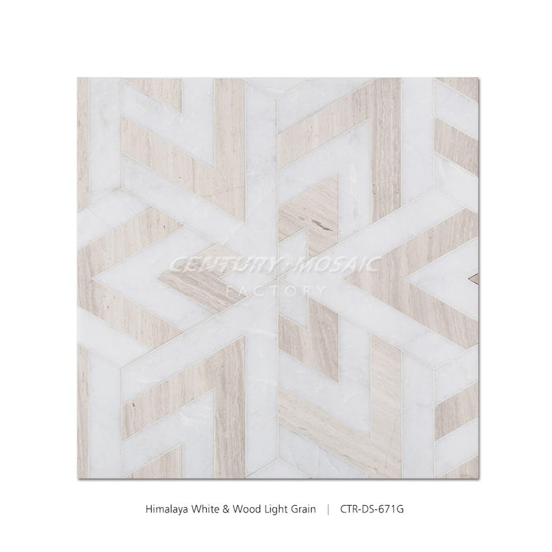 Back to the Future Waterjet Marble White Beige Rhombus Polished Mosaic Wholesale