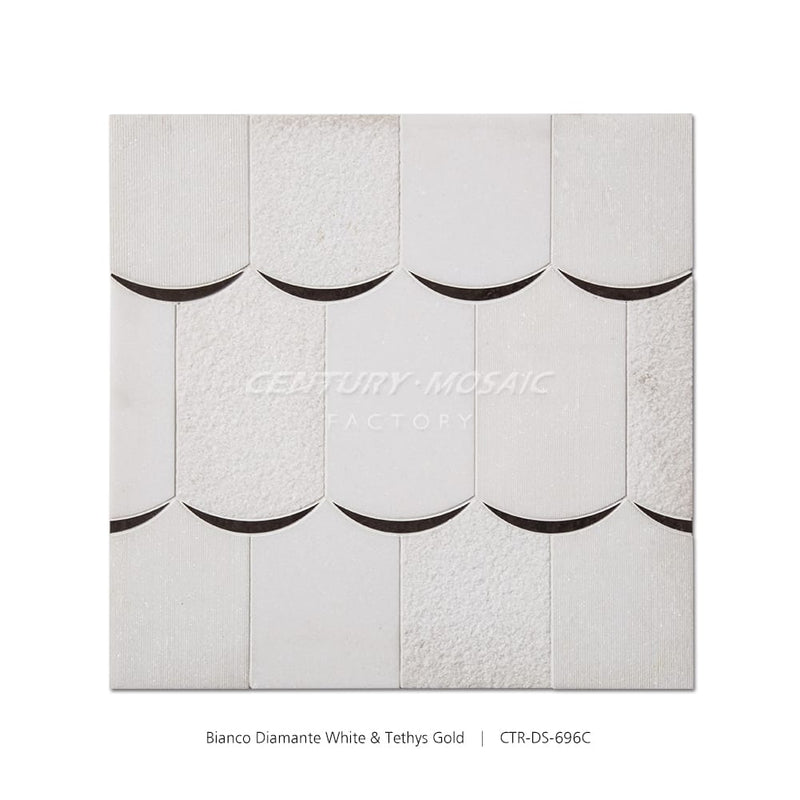 Smiling Waves Waterjet Marble White Polished Mosaic Wholesale