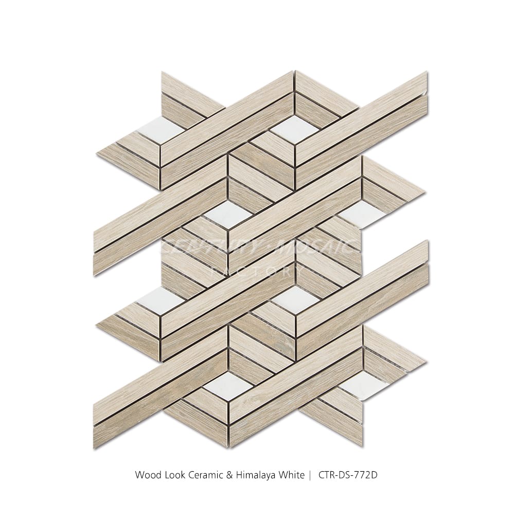 Intertwine Brown Waterjet Marble Beige Rhombus Mosaic Wholesale