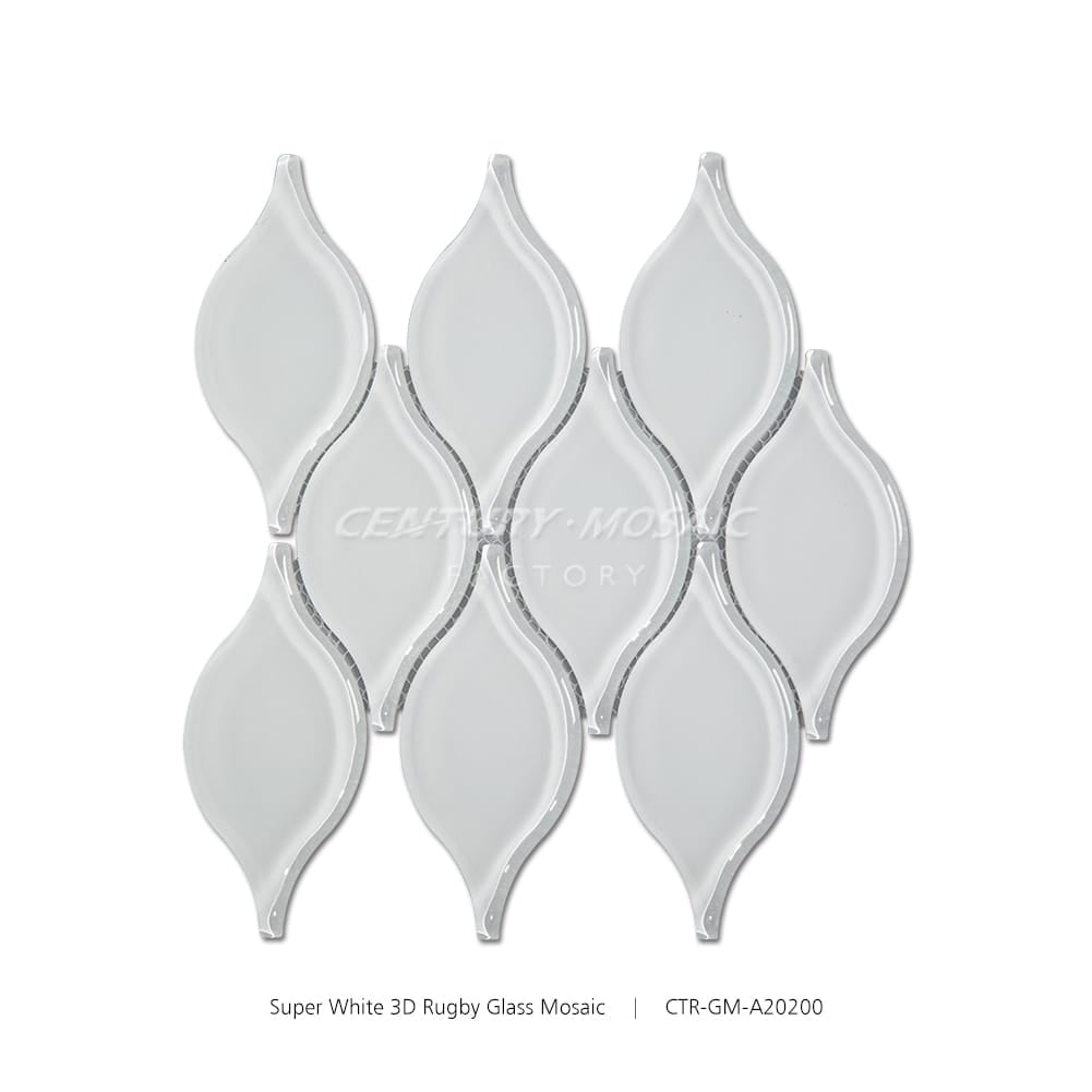 Super White Leaf Shape Glass Mosaic Glossy Wholesale
