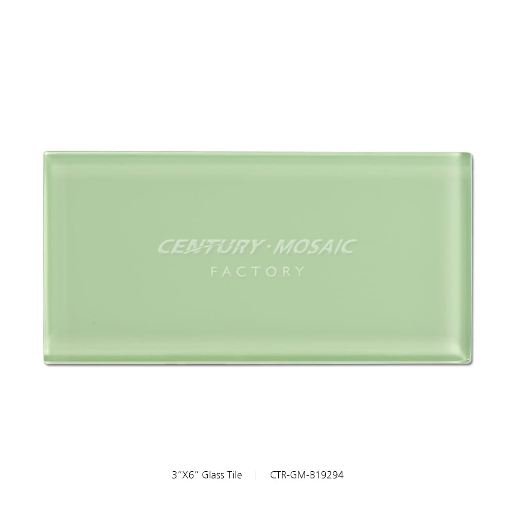 Crystal Glass Light Green 3”x 6” Glossy Tile Wholesale