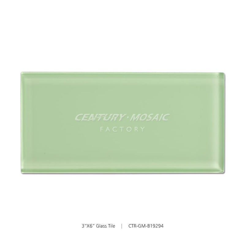 Crystal Glass Light Green 3”x 6” Glossy Tile Wholesale