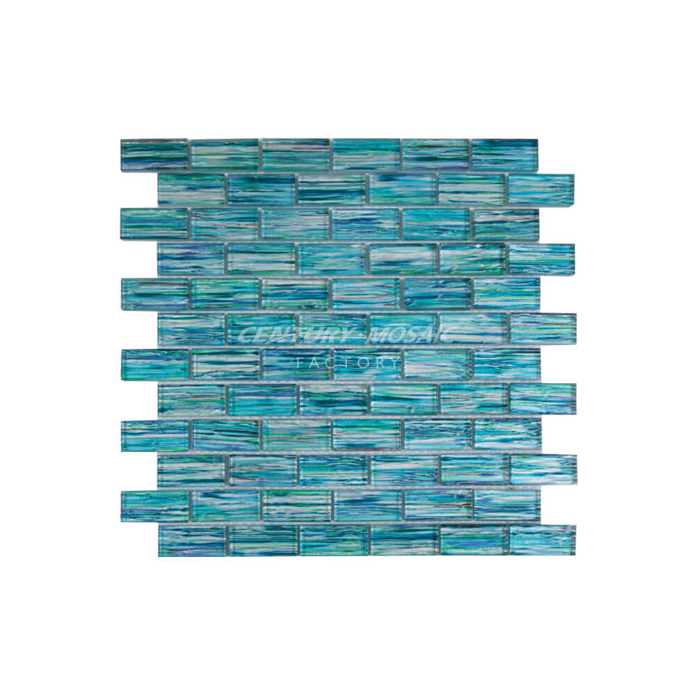 1*2” Brick Glass Mosaic blue Brick Glossy Wholesale